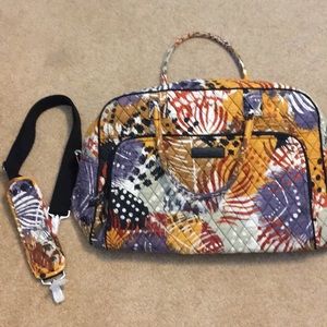 Used Vera Bradley painted feathers Weekender bag